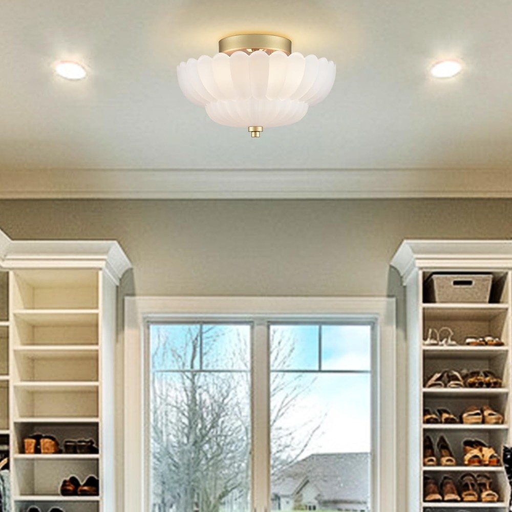 HYDELITE Gold Flush Mount Ceiling Light Fixture Modern Semi Flush Mount Ceili...