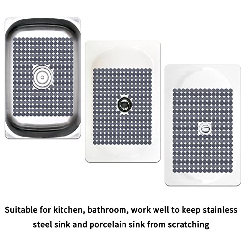2Pack Kitchen Sink Mat for Stainless Steel/Ceramic Sinks, PVC Eco Solid Gray