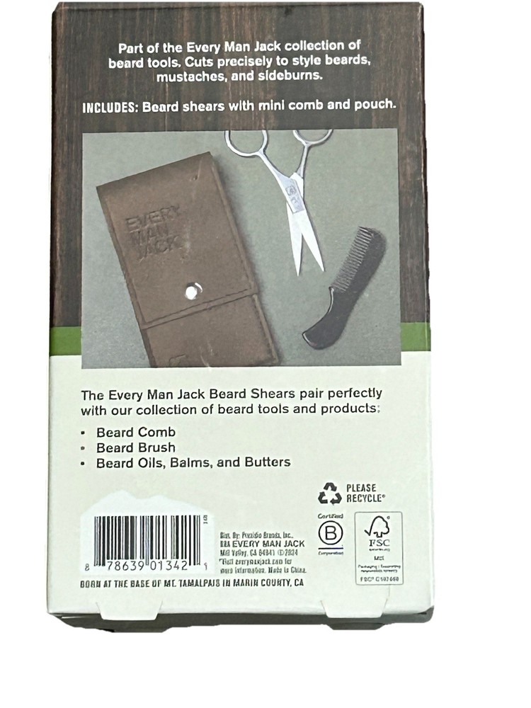 Every Man Jack Beard Shears with Mini Comb & Pouch
