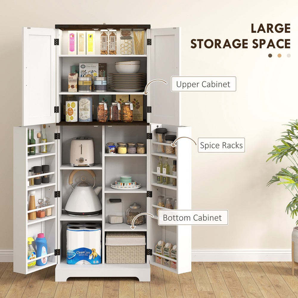 64" Kitchen Pantry Storage Cabinet with Motion Sensor Light