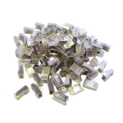 CAT6 Shielded Crimp Connector for Solid and Stranded Cable (50 Pcs Per Bag)
