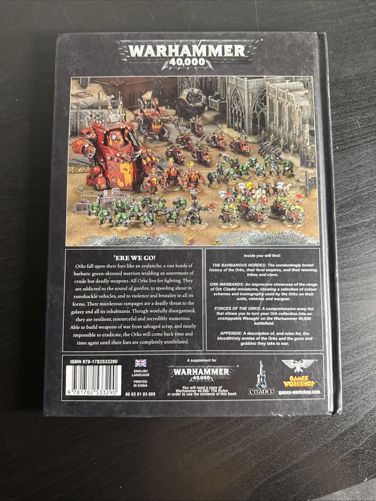 WARHAMMER 40K 40000 CODEX ORKS HARDCOVER BOOK 2018