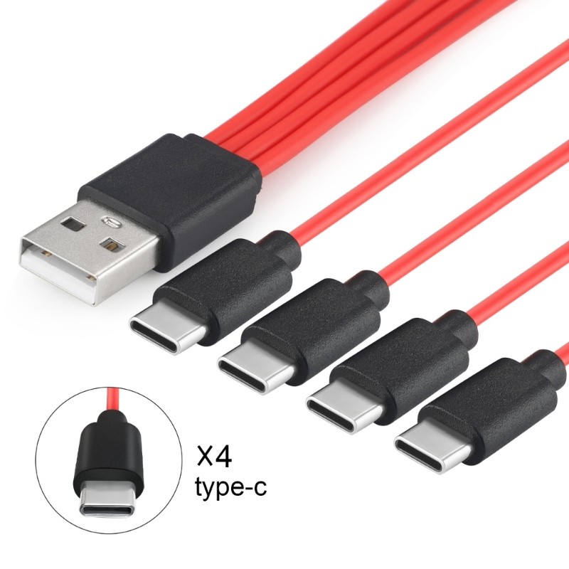 Laptop 4 in 1 Convert Wire to USB A Plug TYPE C Splitter Multiple Charging Cable