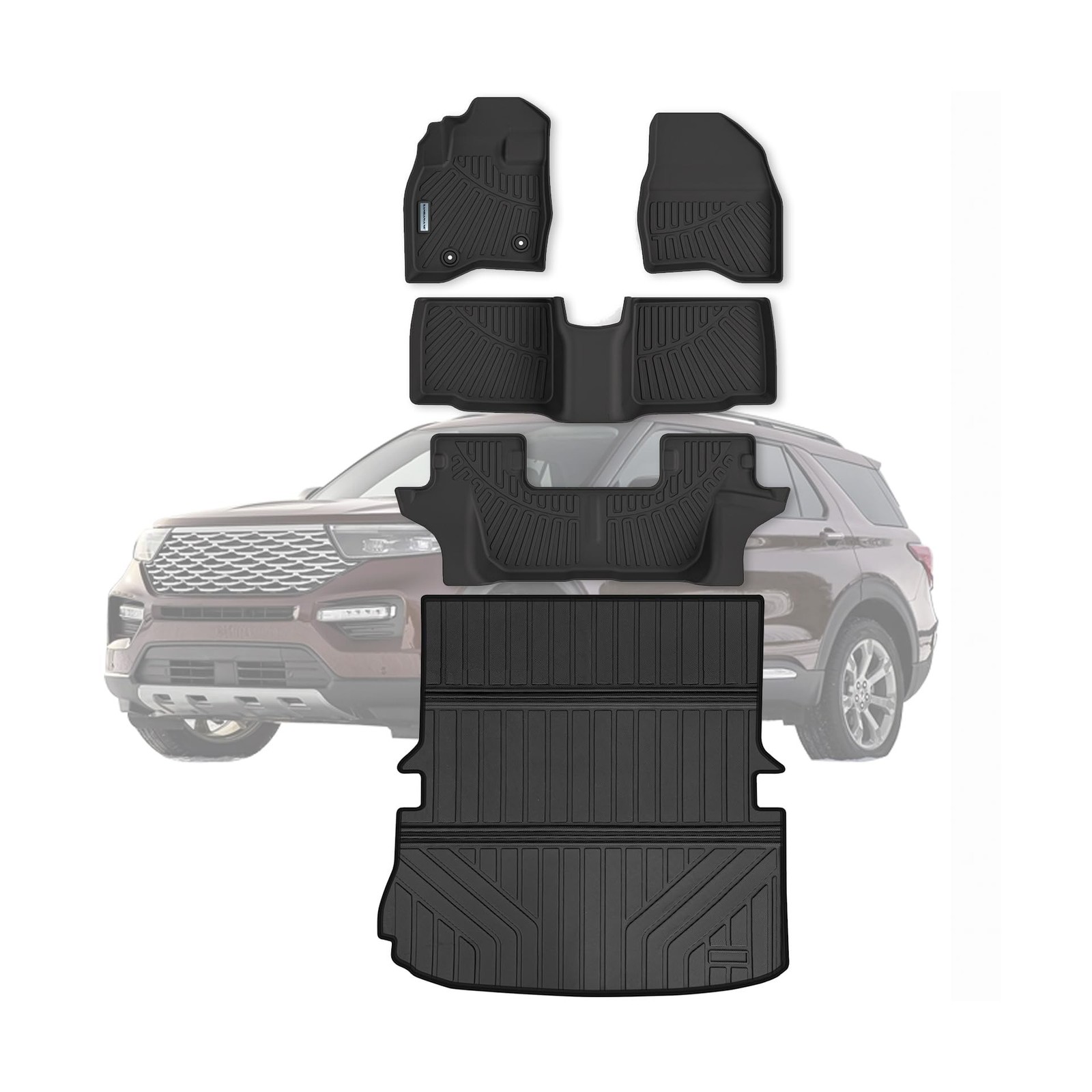 Floor Mats & Large Trunk Mat for 2015-2017 2018 2019 Ford Explorer 7 Seatsᦁ