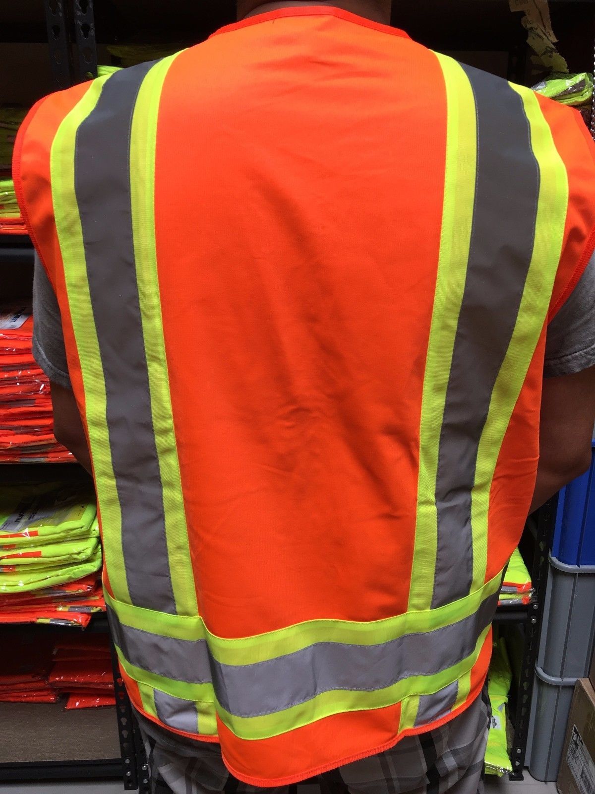 High Visibility Orange Two Tones Safety Vest , ANSI/ ISEA 107-2015