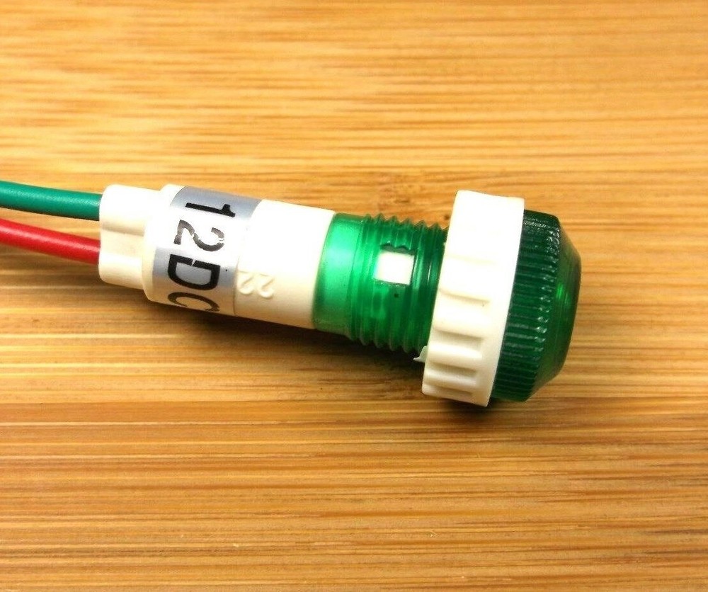 BBT 12 VDC Waterproof Low-Profile Green LED Indicator Light