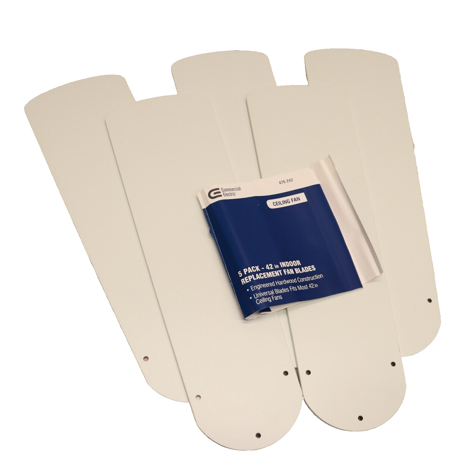 5 Pack- 42 Inch Ceiling Fan Blades Replacement, Reversible White / Bleached Oak