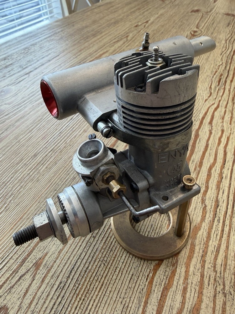 ENYA 45 Model 6001 Vintage RC Nitro Engine w Strap Muffler - Tested