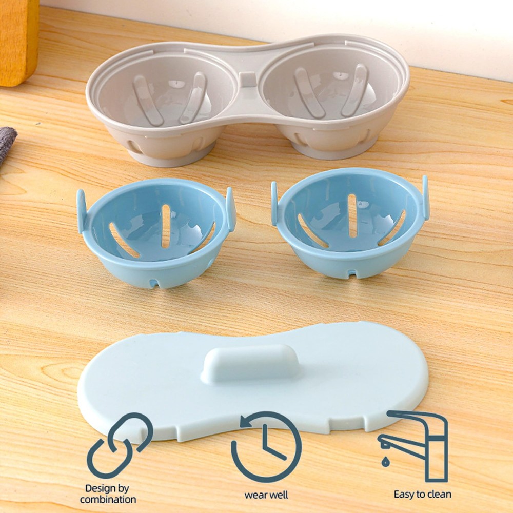 2 Cavity Microwave Egg Cooker, Breakfast Double Row Egg Cooker, Poached Egg C...