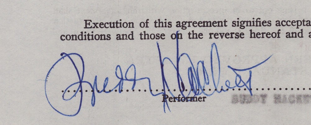 BUDDY HACKETT - CONTRACT DOUBLE SIGNED 12/13/1960