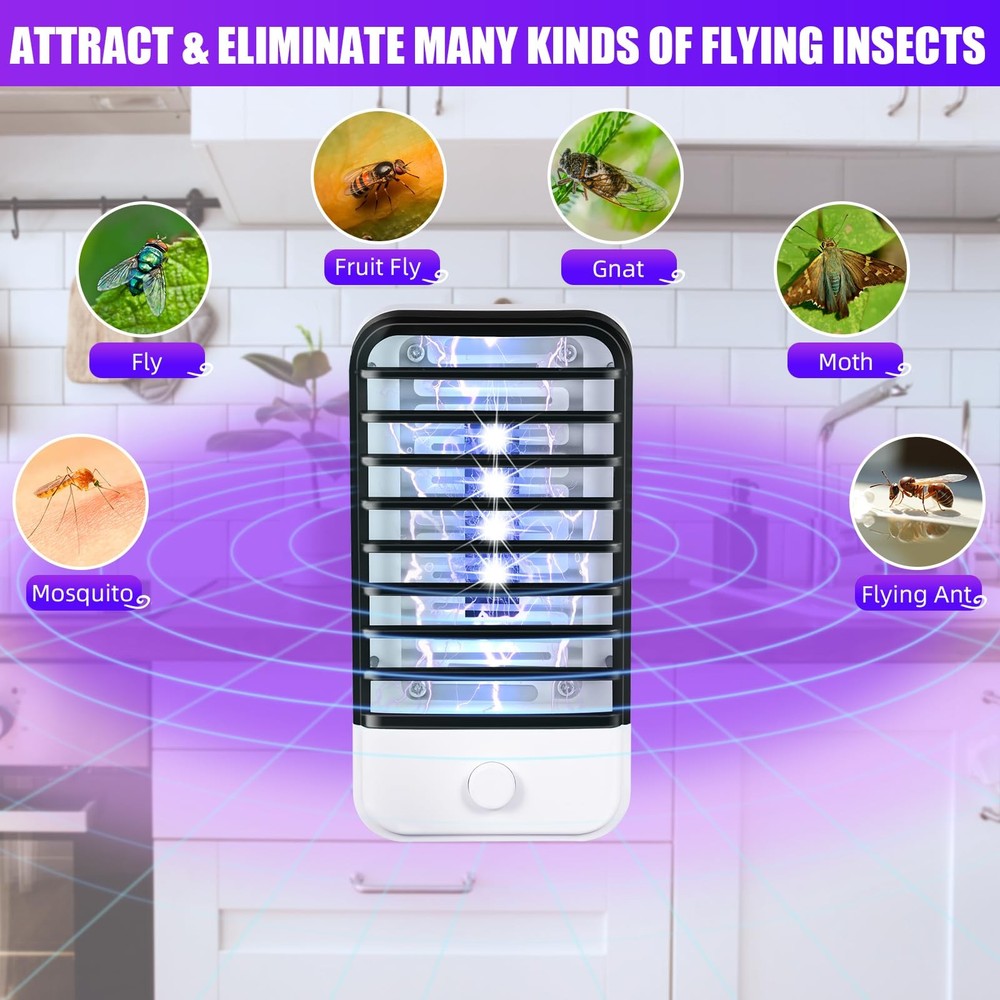 Plug in Bug Zapper Indoor Flying Insect Trap, Electronic Black