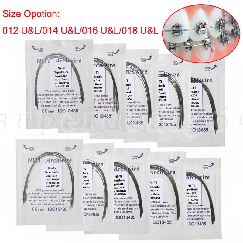 100PCS Dental Orthodontic Round Arch Wire Super Elastic NITI Ovoid Form Sizes US