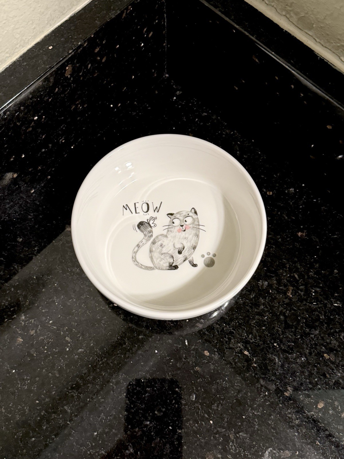 Meow Ceramic Cat Bowl SO CUTE! Brand New
