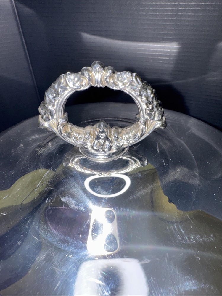 Ornate silver-plated chafing dish with lidded server and stand