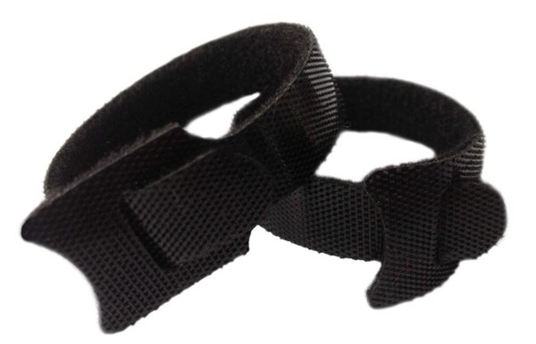 Black Cable Straps Wire Cord Hook & Loop Ties - Reusable Fastening Organizer