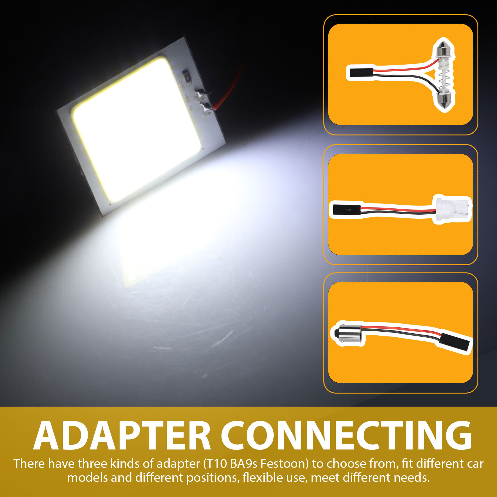 10X 48SMD COB White LED Panel Festoon T10 BA9S Car Interior Dome Map Light Bulbs