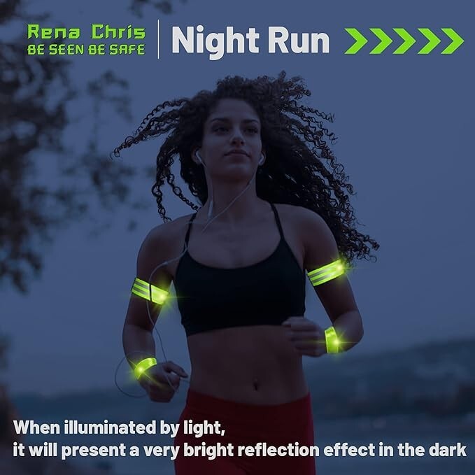 Reflective Running Gear, 4Pcs High Visibility Reflective Bands for Night Walking