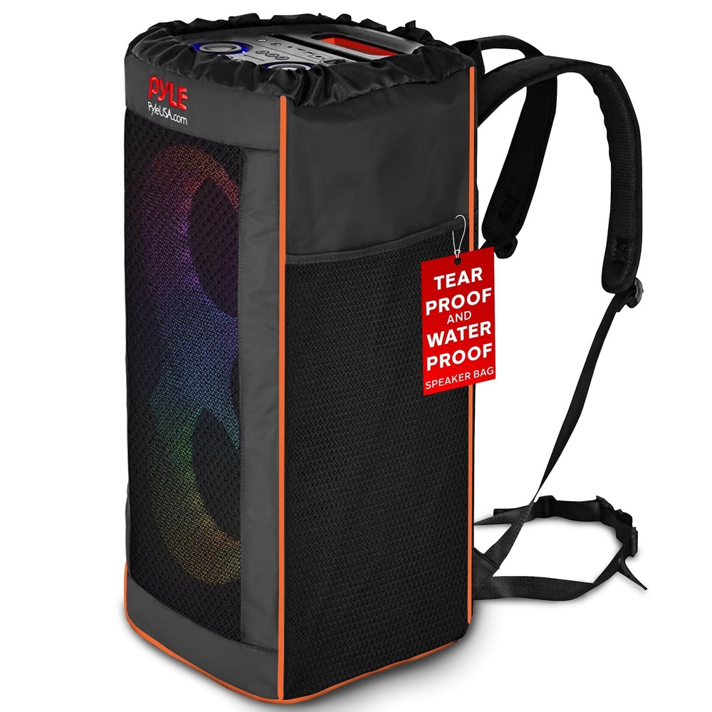 Pyle Portable Waterproof Speaker Bag with Adjustable Backpack Straps