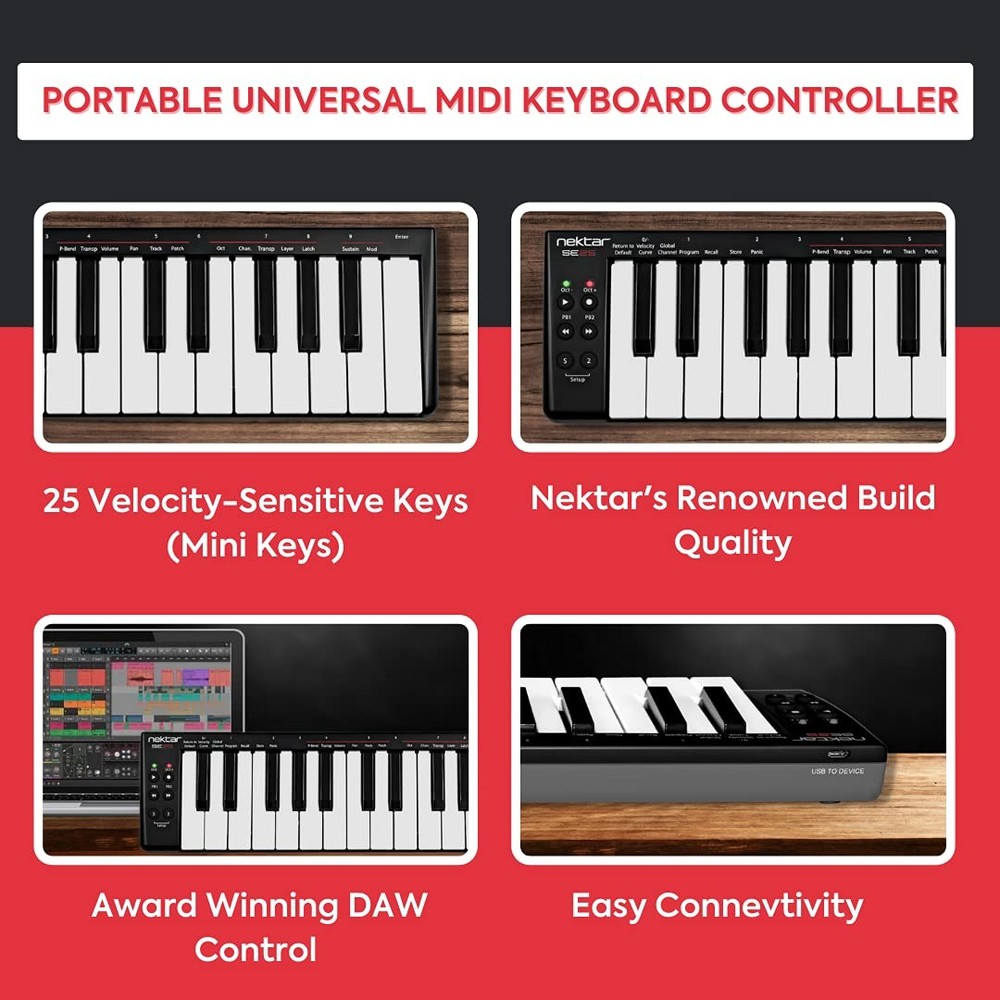 SE25 | USB MIDI Controller Keyboard with DAW Integration Black