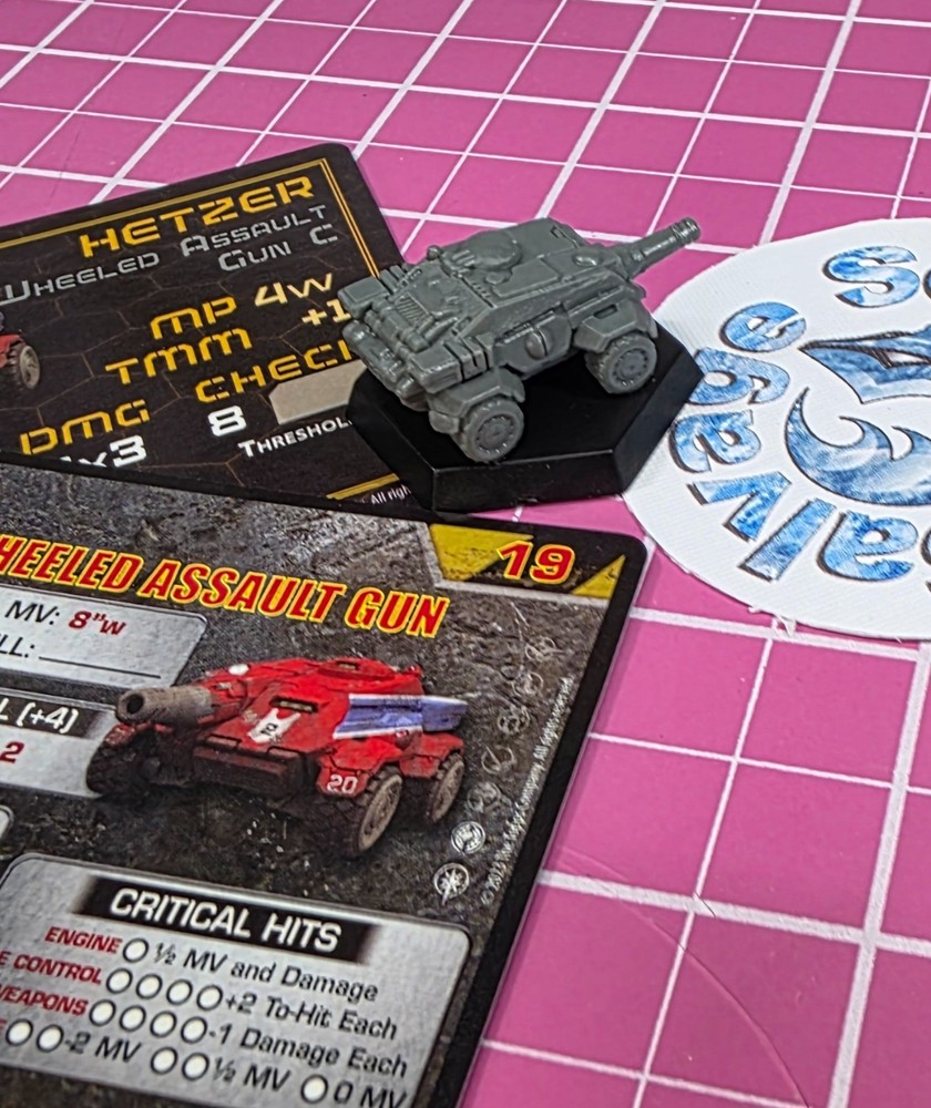 BattleTech Hetzer Tank -- Battlefield Support Rifle & Command Lance + Cards