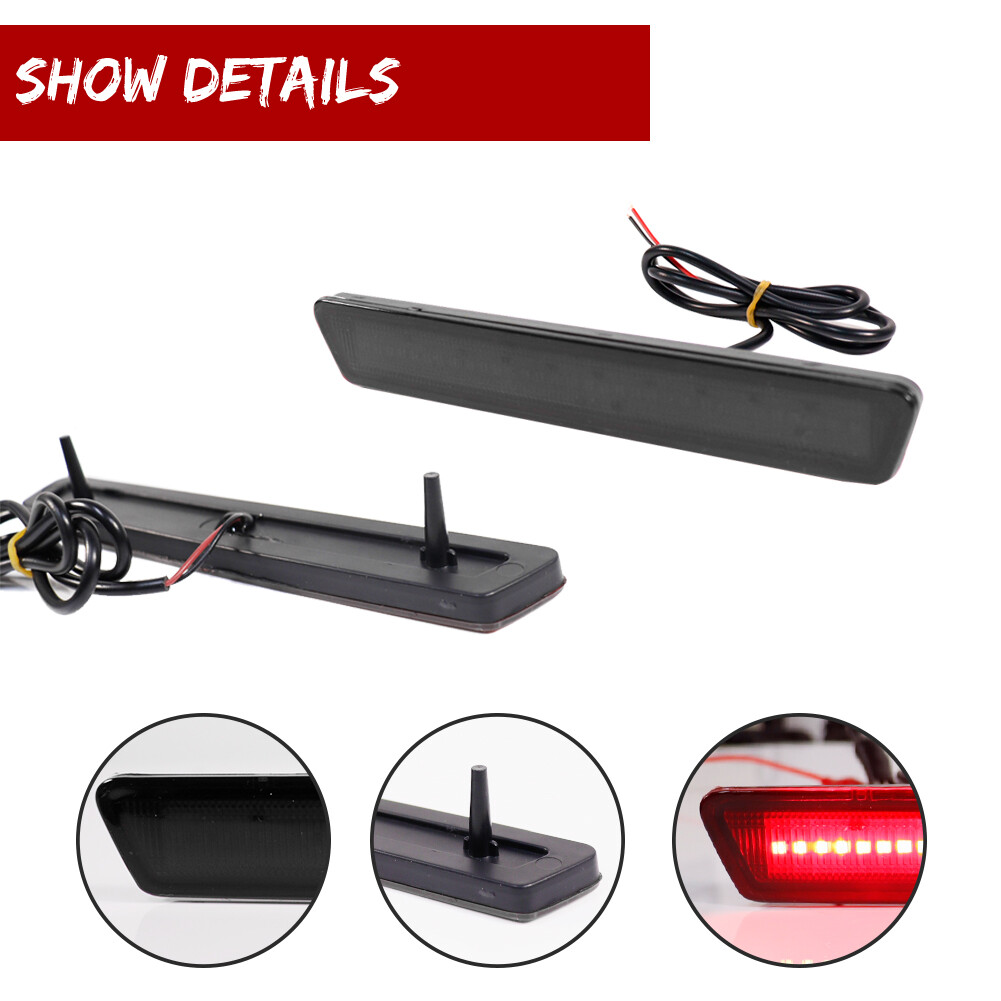 2Pcs Smoked Lens Rear LED Bumper Side Marker Lights For 1999-2004 Ford Mustang