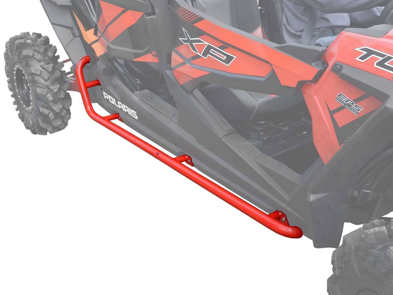 SuperATV Rock Sliding Nerf Bars for Polaris RZR XP 4 1000 (2014+) - Red
