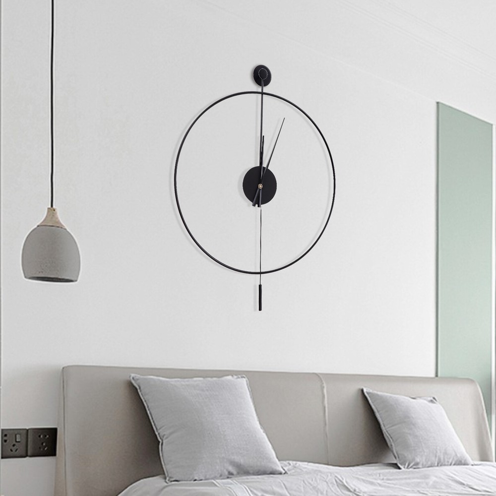 Classical Large Wall Clock Battery Powered Modern Non-Ticking Silent W/ Pendulum