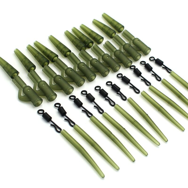 40PC Carp Rig Plastic Lead Clips Tail Rubber Cone Anti Tangle Sleeve QuickChange