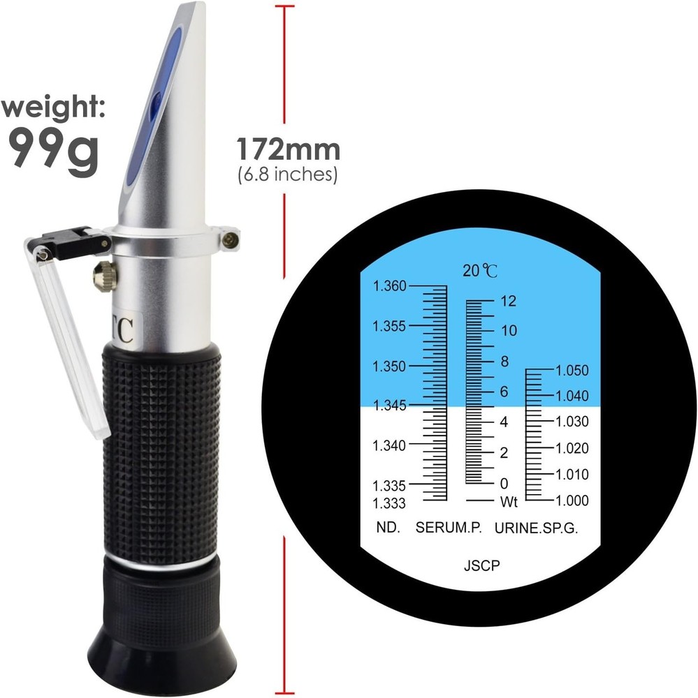 Clinical Refractometer with ATC, Tri Scale Protein/Urine Specific Gravity/Ref...