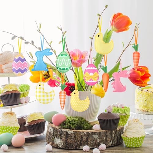 36 Pcs Felt Decorations Hanging Ornaments Bulk Fabric Stuffed Eggs Easter