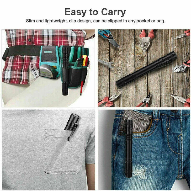 2PCS Mini Small Torch Super Bright LED Flashlight Penlight with Clip Pocket US