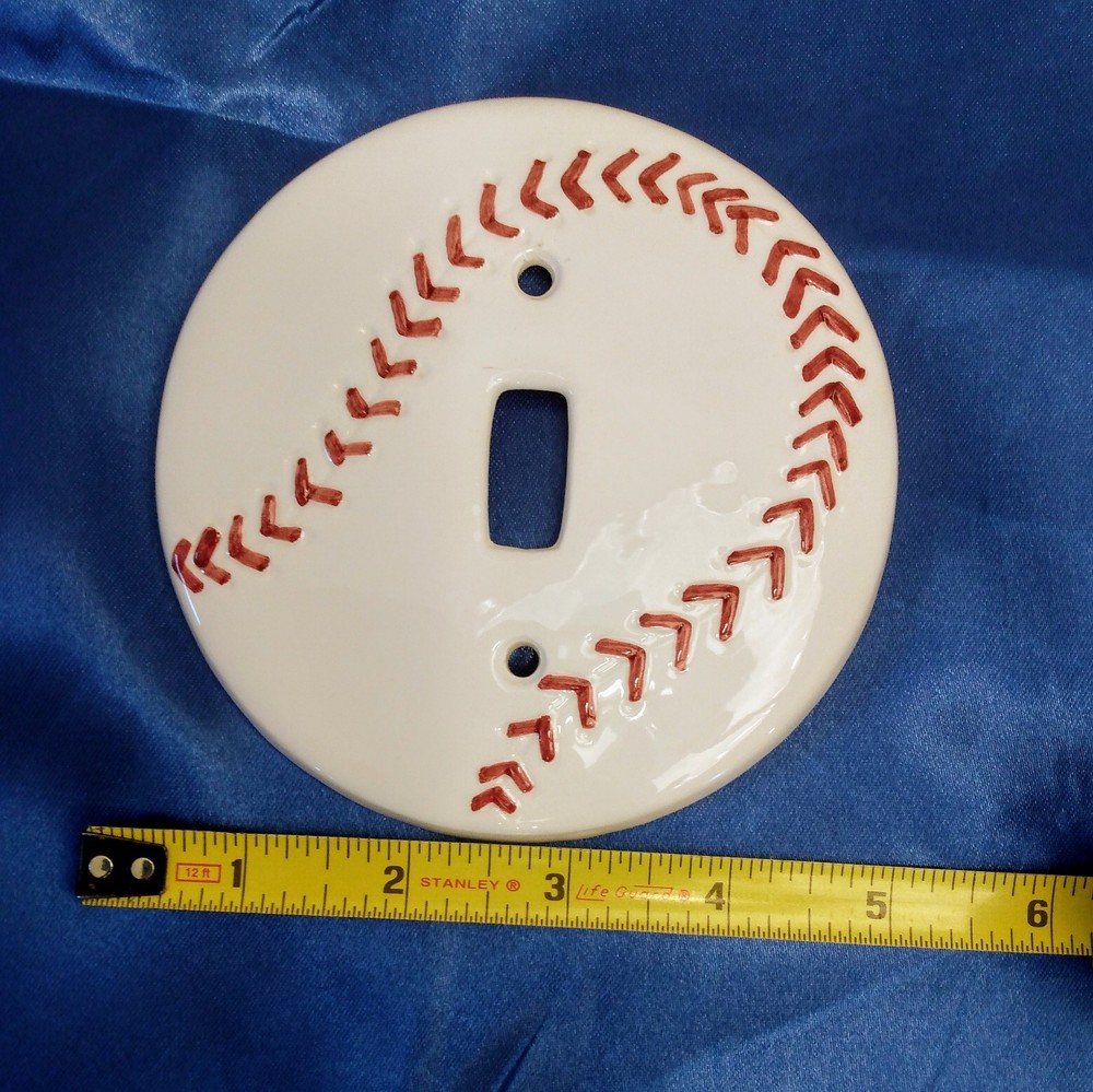 Simple Solutions Hand Painted Ceramic Switch Plate Baseball 4.75" #2