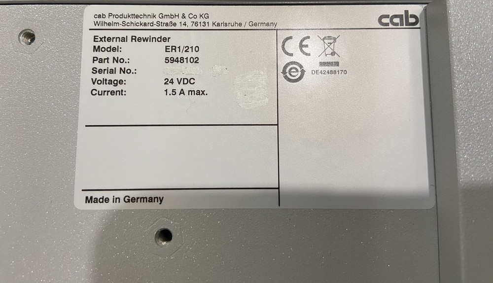 CAB a4+ 300 DPI Thermal Transfer Printer with CAB ER1/210 External Rewinder