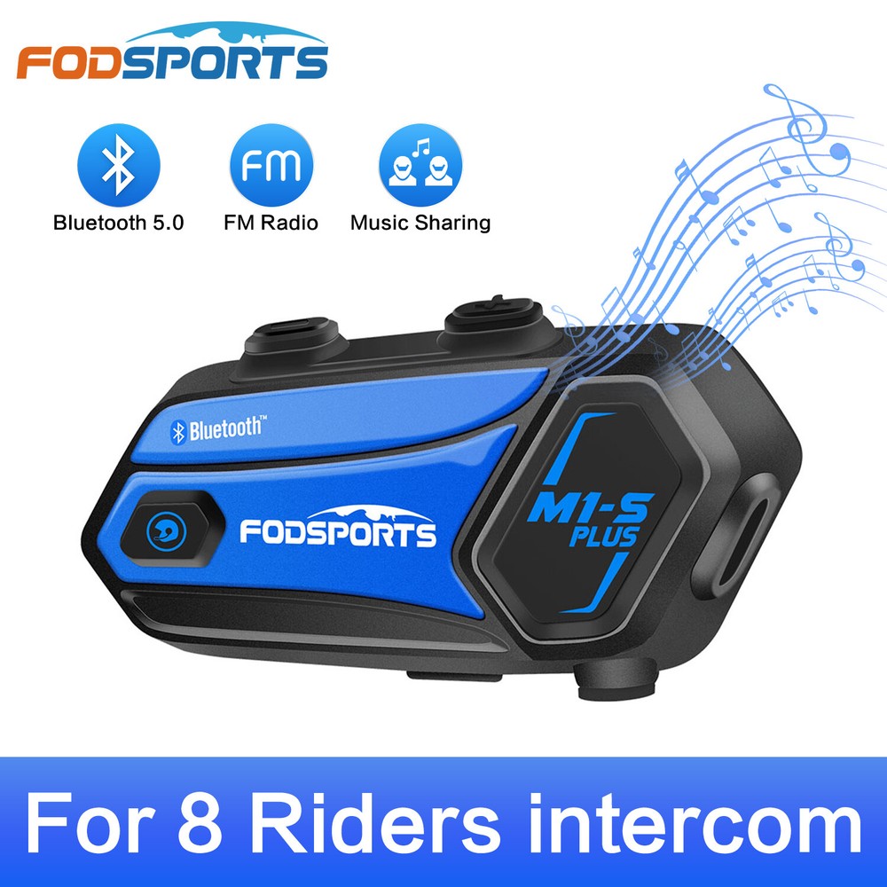 M1-S Plus Motorcycle Intercom Bluetooth Helmet Headset Interphone 8 Riders 2000m