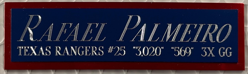 RAFAEL PALMEIRO RANGERS NAMEPLATE AUTOGRAPHED Signed BAT-JERSEY-BASEBALL-PHOTO
