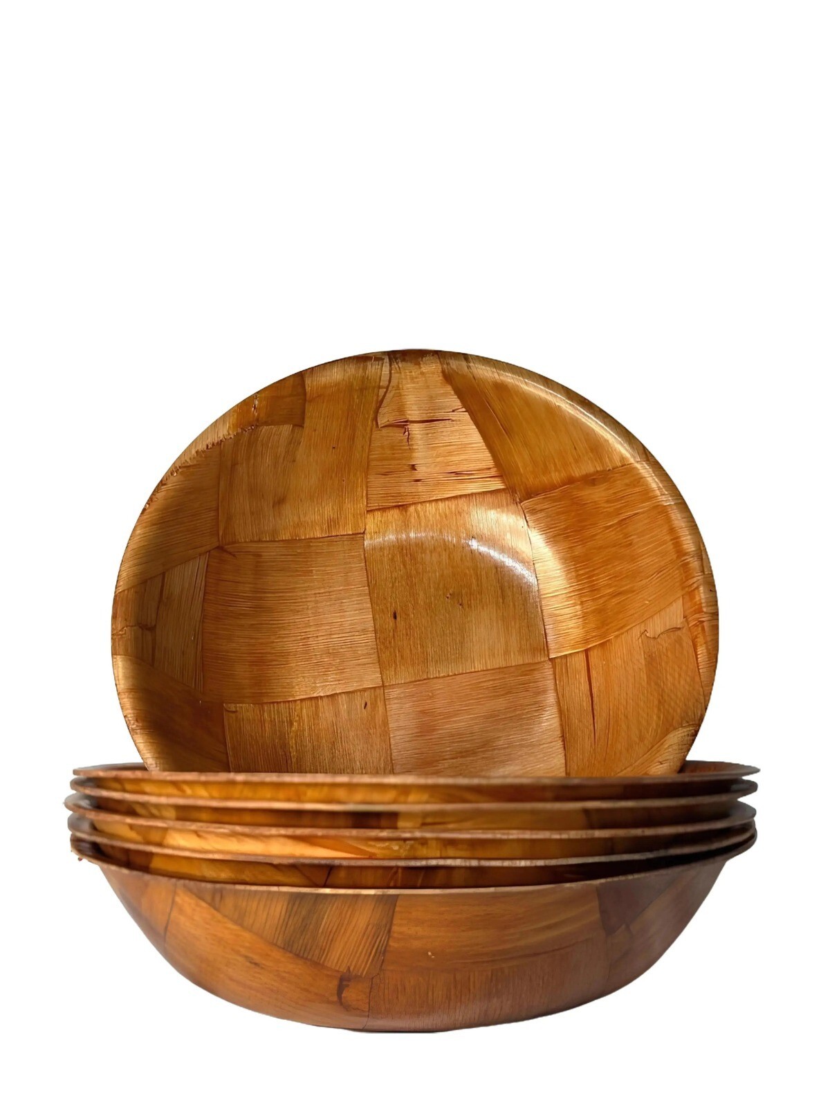Wooden Woven Salad Bowl Woven Wood Snack Bowls 8"inch Set Of 6 | Free Shipping!