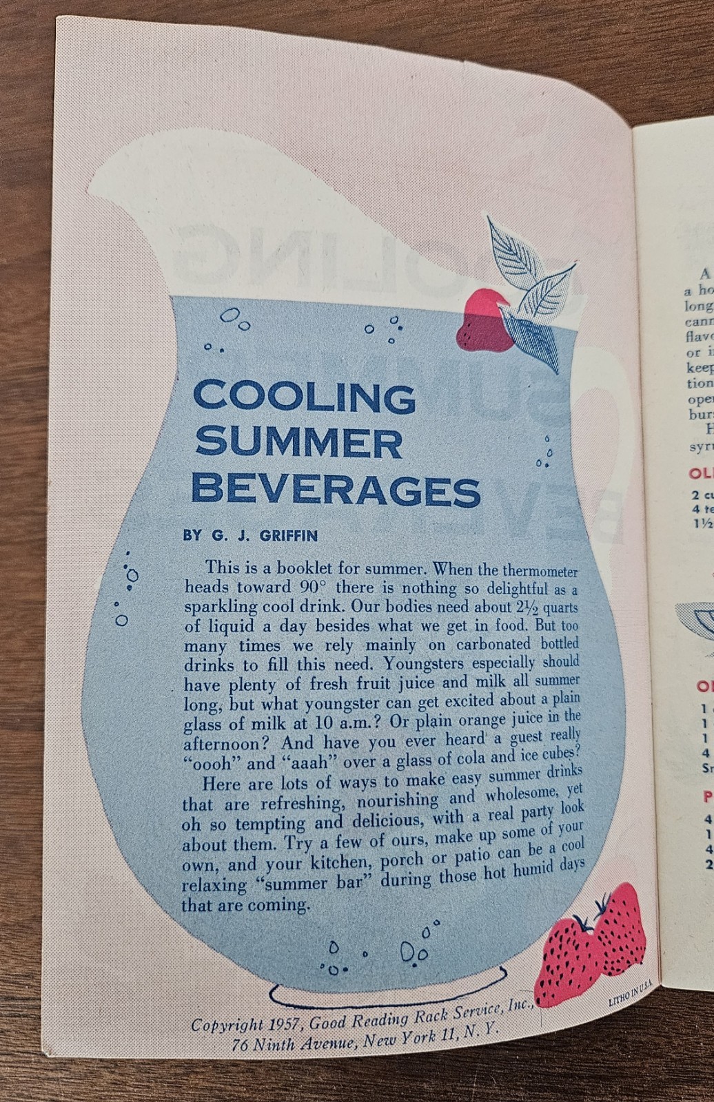 1957 Ford Motor Company Recipe Booklet For Employees "Cooling Summer Beverages"