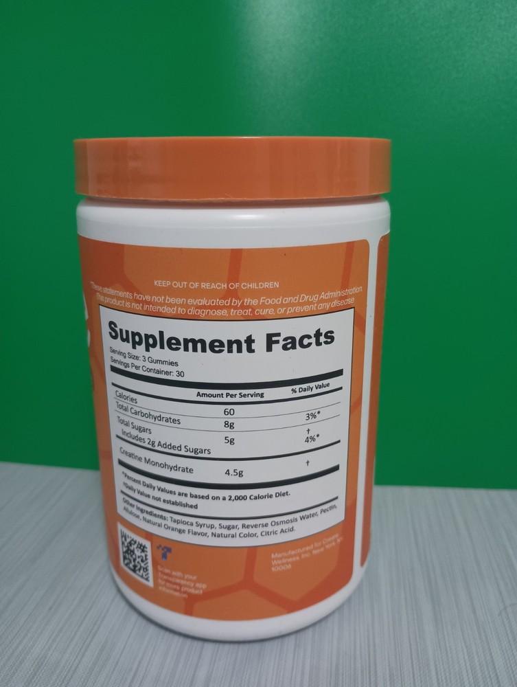 Create Creatine Monohydrate Gummies Strength, Orange 90unit **FREE SHIPPING**