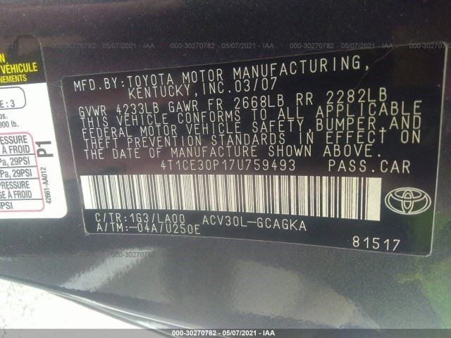 07 TOYOTA SOLARA Engine ECM Electronic Control Module By Glove Box