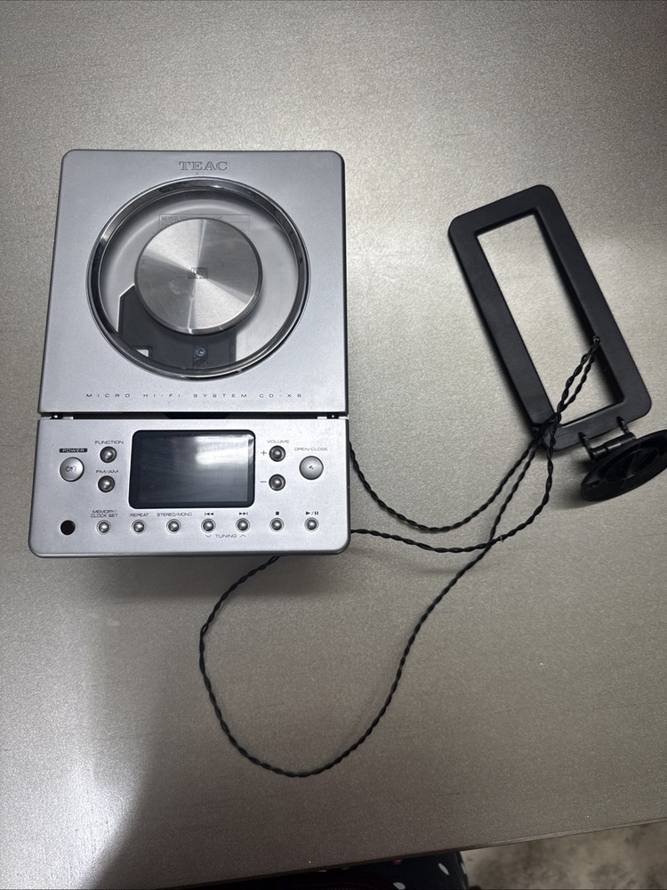 TEAC Micro Hi-Fi System CD-X8 Silver Receiver/CD Player Untested Read Below