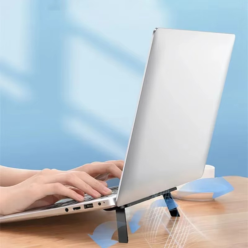 Portable Adjustable Laptop Stand - Foldable Cooling Riser 1PC Plastic Black