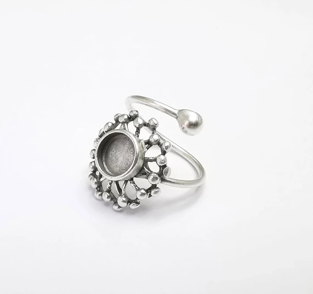Flower, Sun Ring Setting Blank Cabochon Mounting Adjustable Resin Ring Base