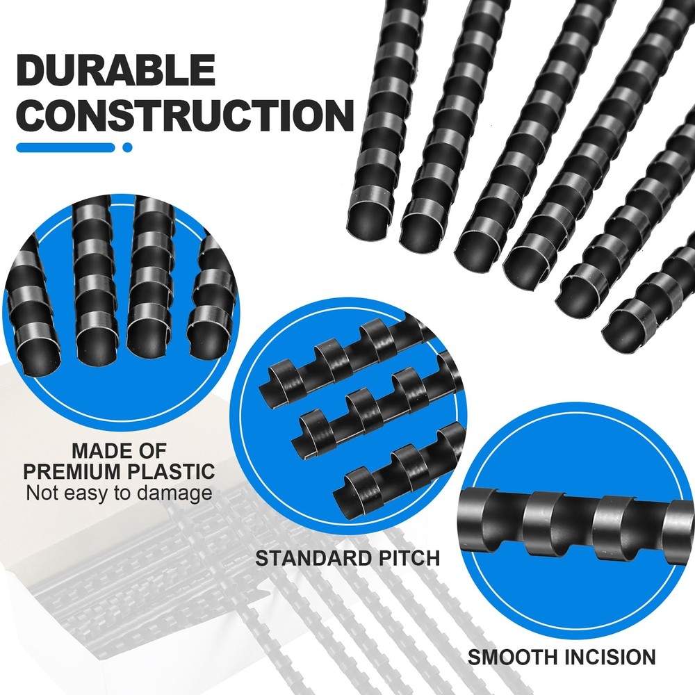 Plastic Comb Binding Spines 1/2 Inch Diameter 65 Sheet Capacity A4 Binding Comb