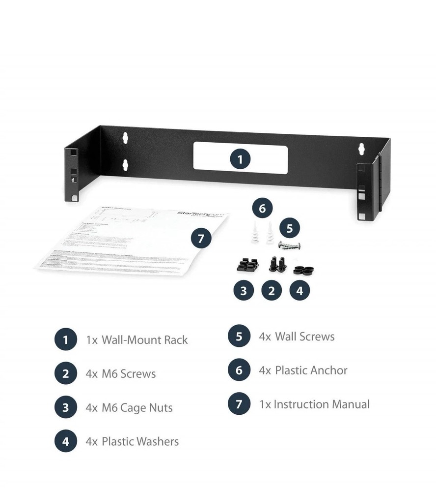 StarTech 2U 19in Hinged Wallmount Bracket for Patch Panels - Black