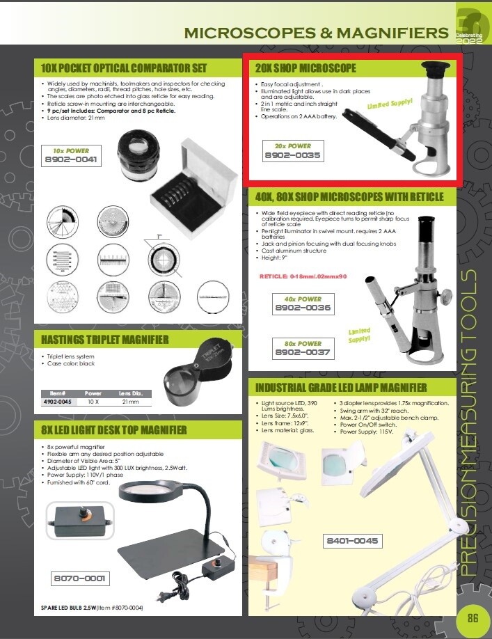 20X DELUXE SHOP MICROSCOPE (8902-0035)