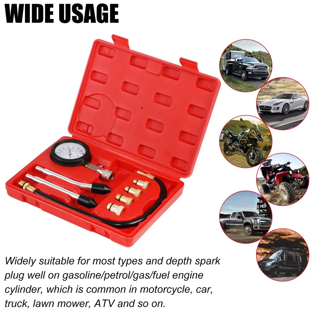 Professional Cylinder Engine Compression Tester Pressure Gauge Test Kit Motor US