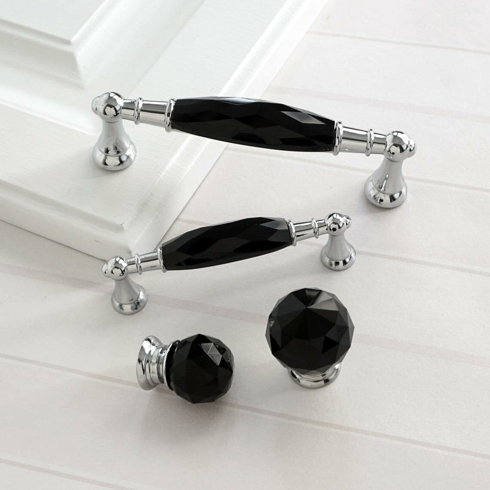 3.75" 5" Black Crystal Dresser Knobs Drawer Handle Pulls Cupboard Cabinet Handle