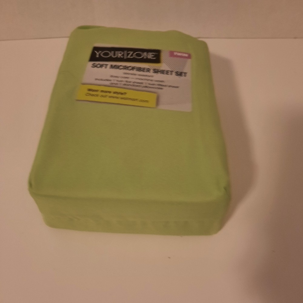 Your Zone Twin Sheet Set Soft Microfiber In Lime Apple Green