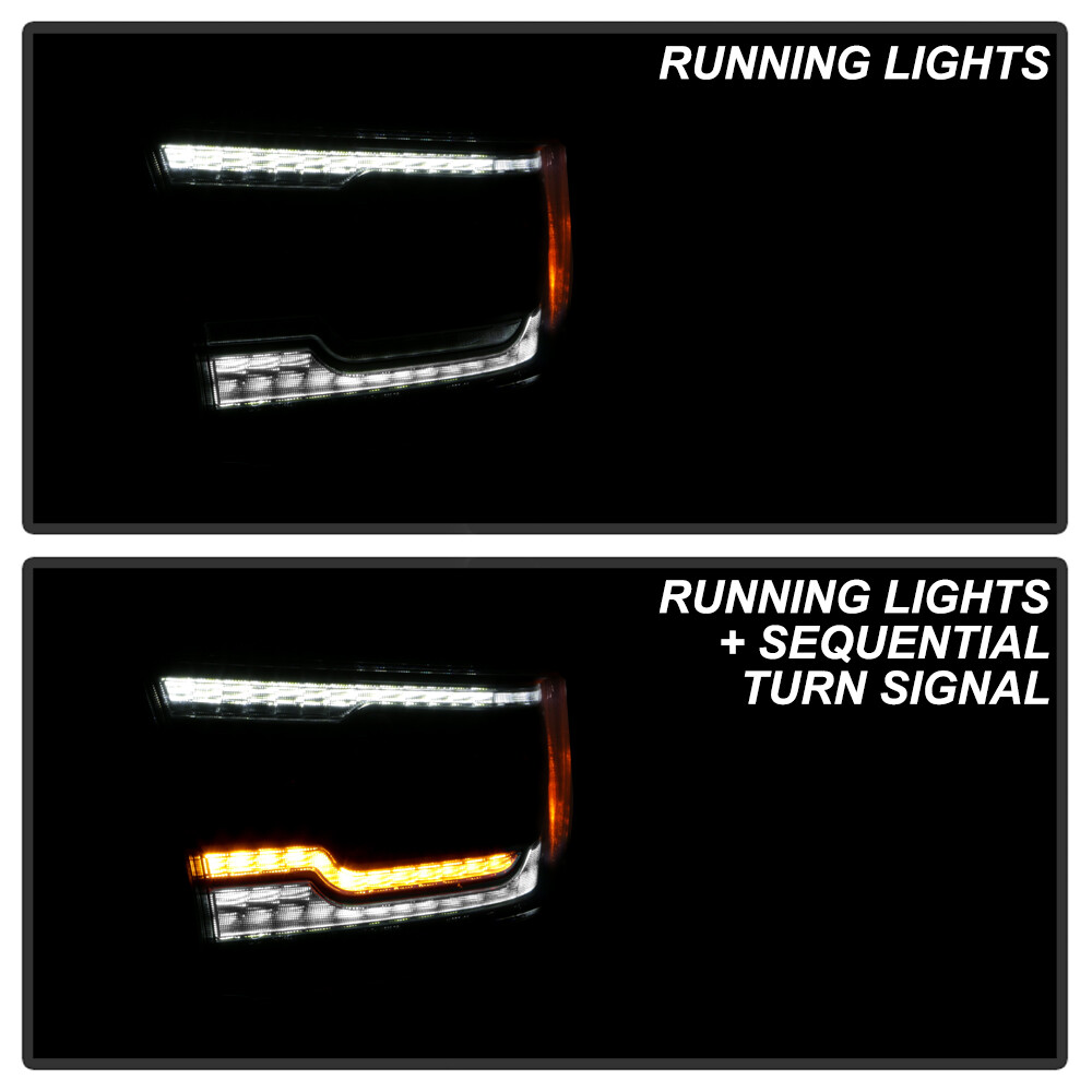2019-2022 Ram 1500 Black Full LED Sequential Turn Dual LED Projector Headlights