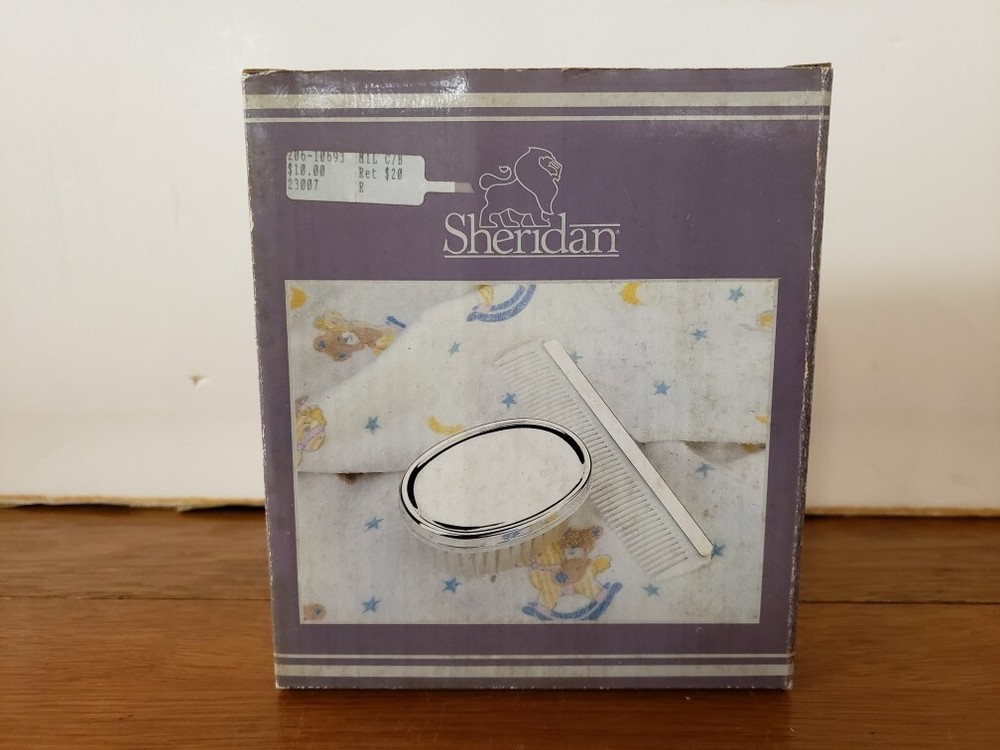 Vtg Sheridan Silverplated Plain Back Comb and Brush Set 23007 NIB
